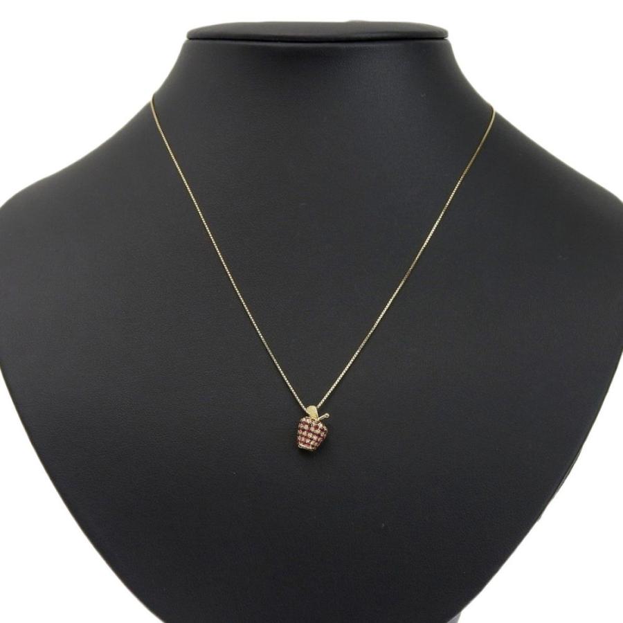 林檎モチーフ 合計0.52ct 天然ルビー ネックレス 45cm K18YG 新品 