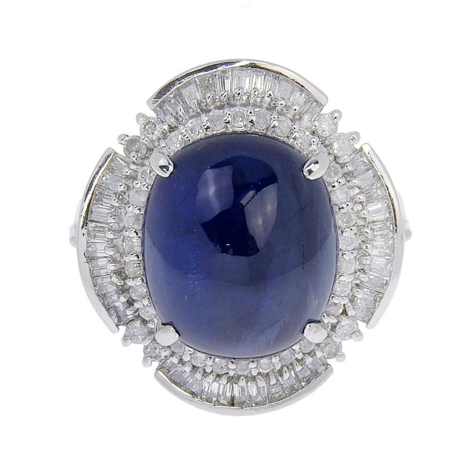 10.00ct 天然サファイア リング 12号 Pt900 新品仕上げ済み 合計0.75ct  