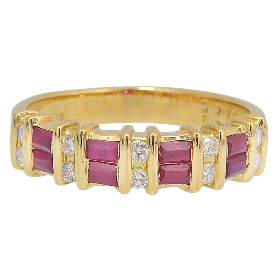 合計0.52ct 天然ルビー リング 15号 K18YG 新品仕上げ済み 合計0.16ct