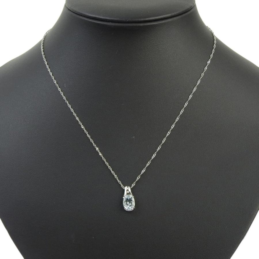 1.65ct 天然アクアマリン ネックレス 42cm Pt850/900 新品仕上げ済み 