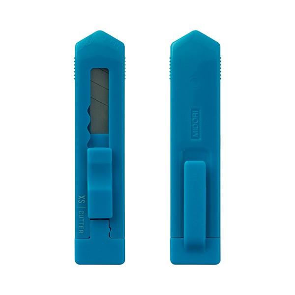 ミドリ カッター 小型 携帯 ワンタッチ XS コンパクトカッター 青 右