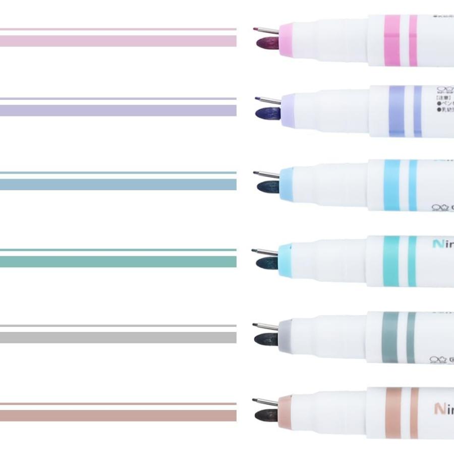 サンスター文具 ニニピーデコ 水性ペン 6本セット A/B Ninipie deco
