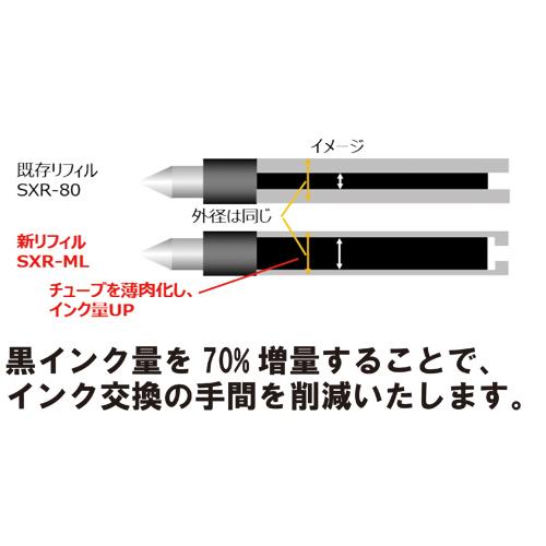 ジェットストリーム 替芯 長持ちリフィル 5本セット 0.5mm/0.7mm 黒