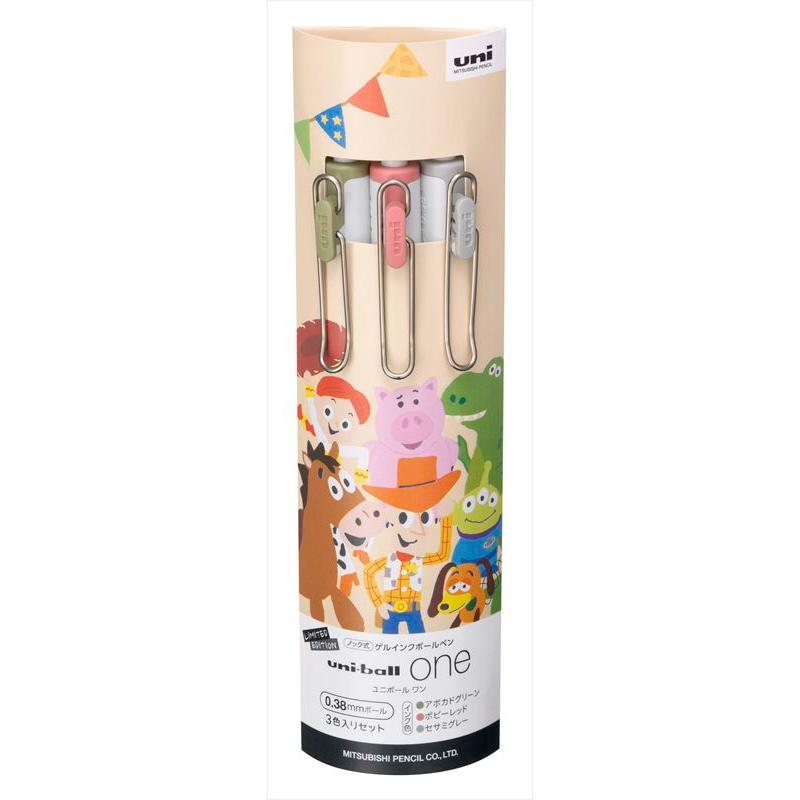 三菱鉛筆　ユニボールワン3 パッケージ入りギフトver. 　　5本セット 三菱鉛筆 ユニボール ワン 限定 ディズニー トイ・ストーリー 3色
