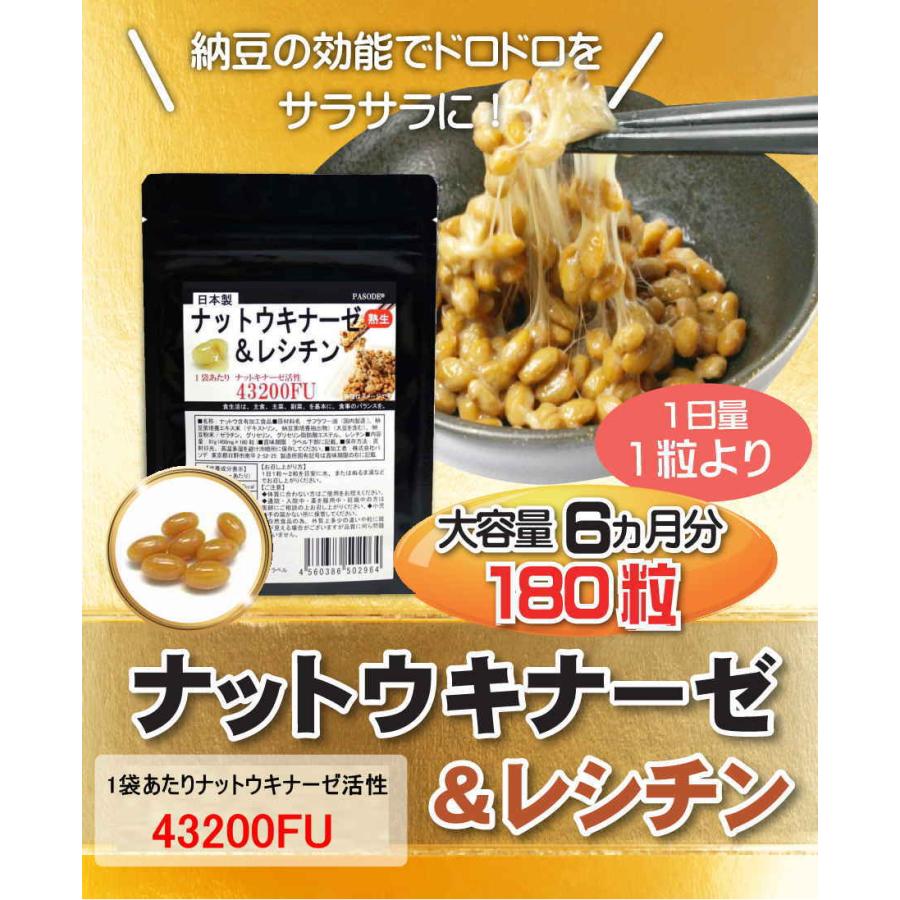 納豆サプリ ナットウキナーゼ サプリ 180粒 大容量6カ月分 1袋に