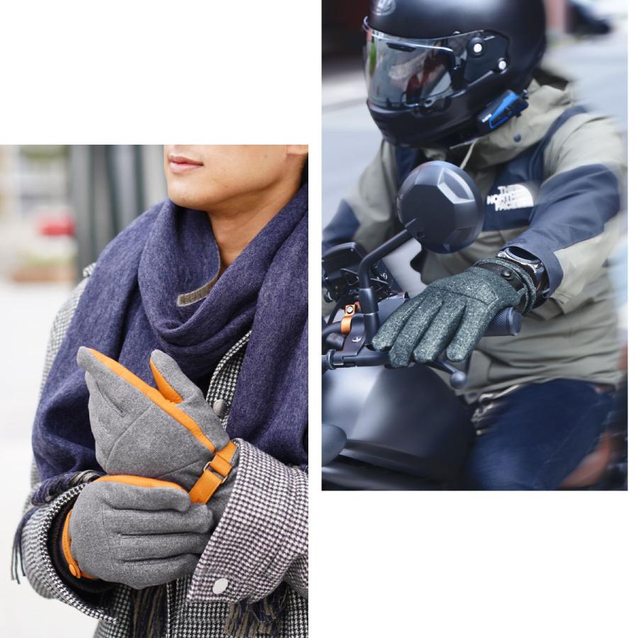 ダウンファブリック オイルレザー メンズ 手袋 グローブ 防風 防水 本