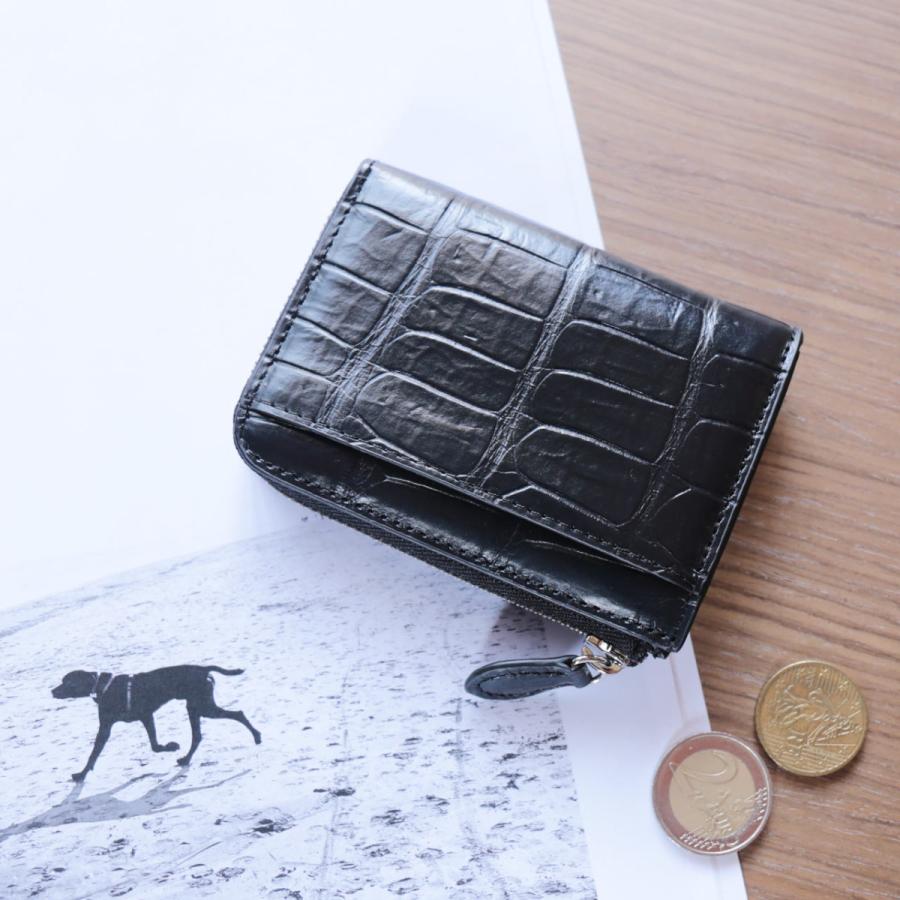 クロコダイル ミニ財布 メンズ 本革 L字ファスナー コインケース 本皮