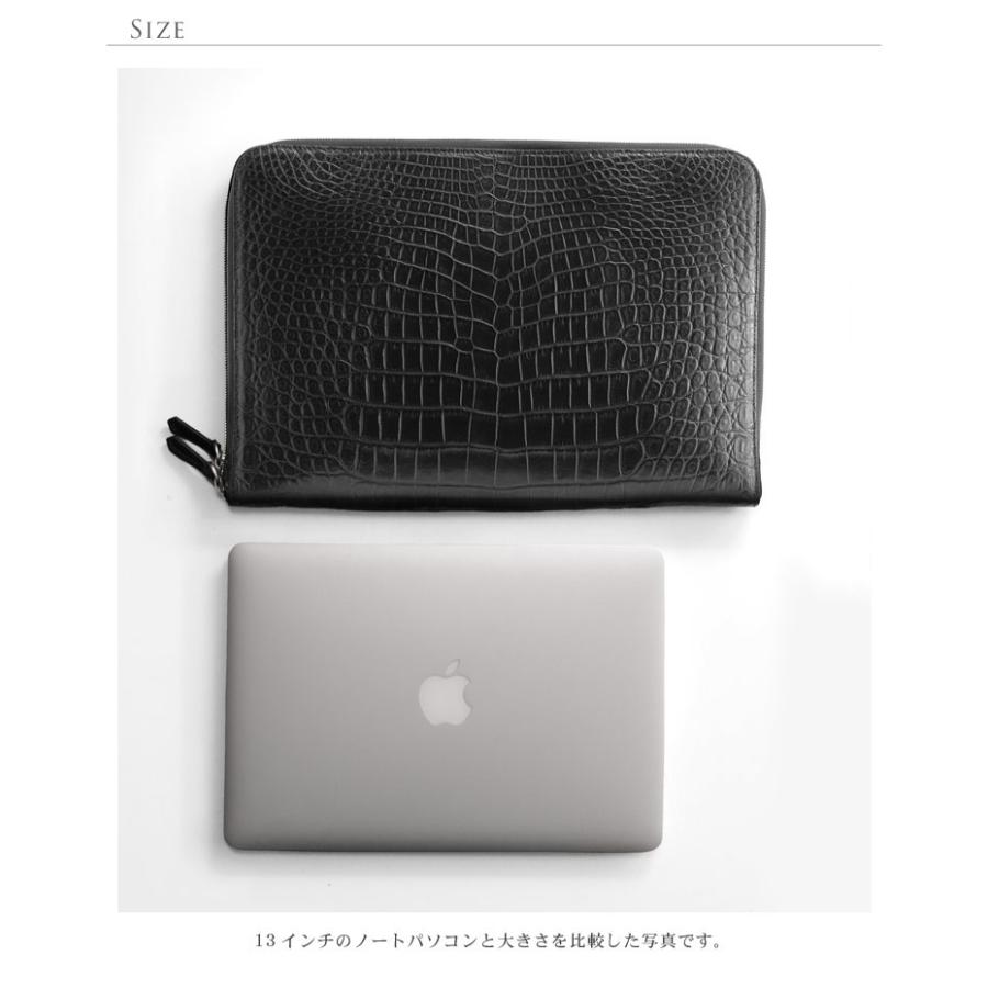 クロコダイル クラッチバッグ マット 加工 センター取り メンズ A4対応