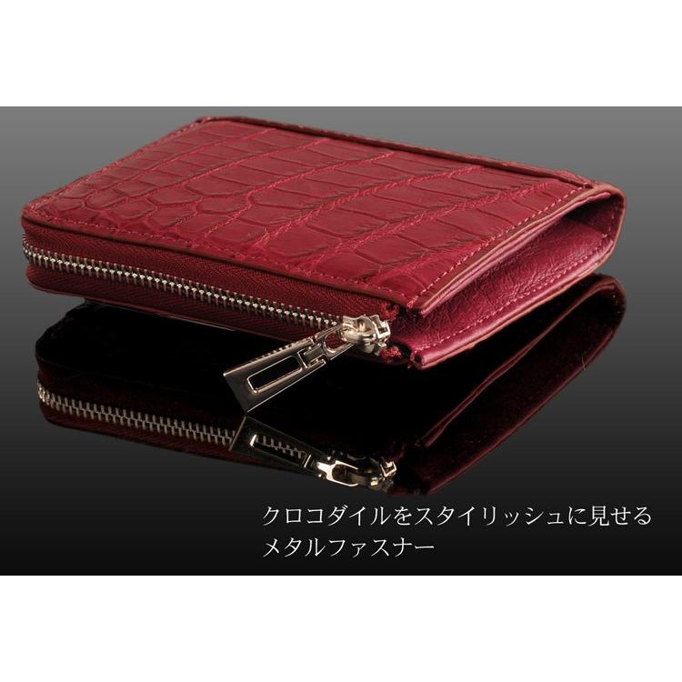 コンパクト 財布 クロコダイル マット L字ファスナー メンズ 革小物