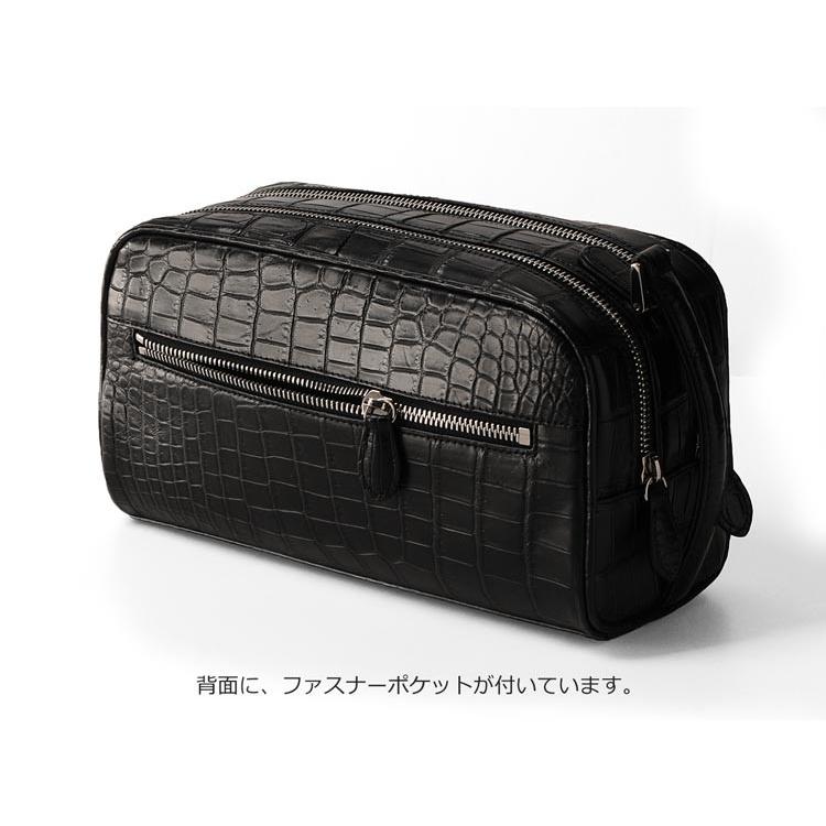 クロコダイル セカンドバッグ ダブルファスナー マット加工 / メンズ (No.06000951) 保証書 付き  クリスマス 父の日の画像