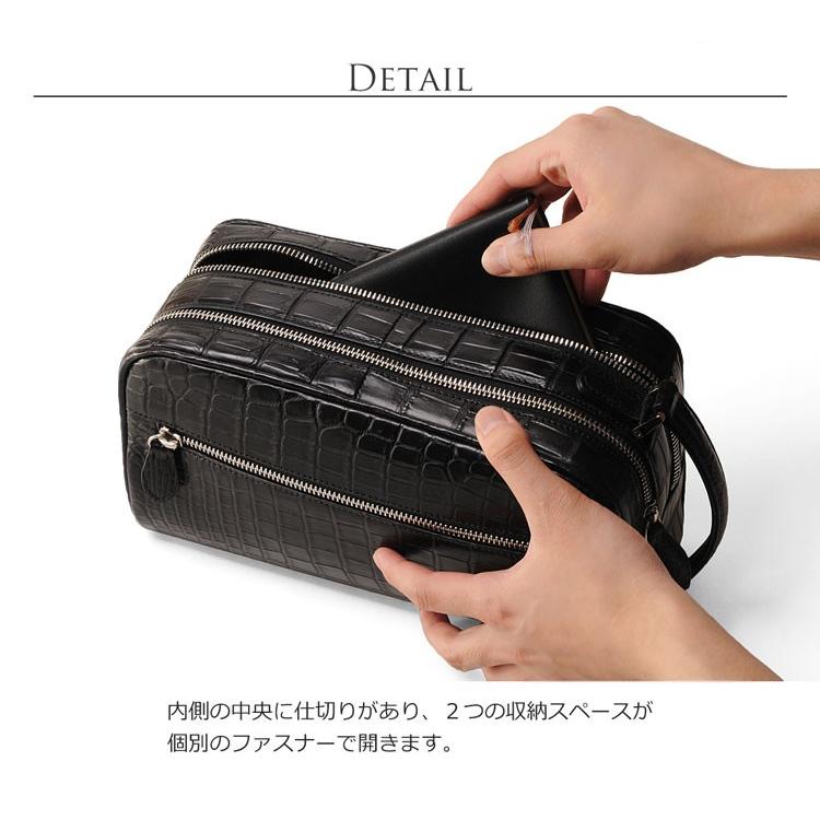 クロコダイル セカンドバッグ ダブルファスナー マット加工 / メンズ (No.06000951) 保証書 付き  クリスマス 父の日の画像