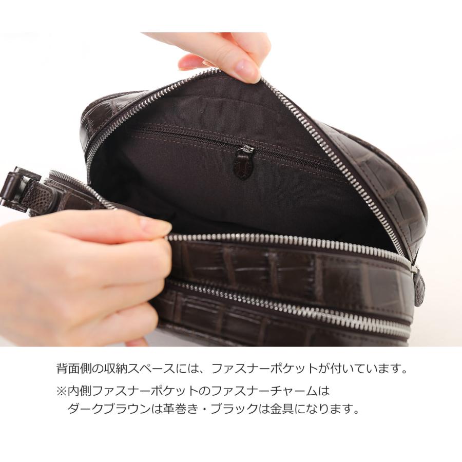 クロコダイル セカンドバッグ ダブルファスナー マット加工 / メンズ (No.06000951) 保証書 付き  クリスマス 父の日の画像
