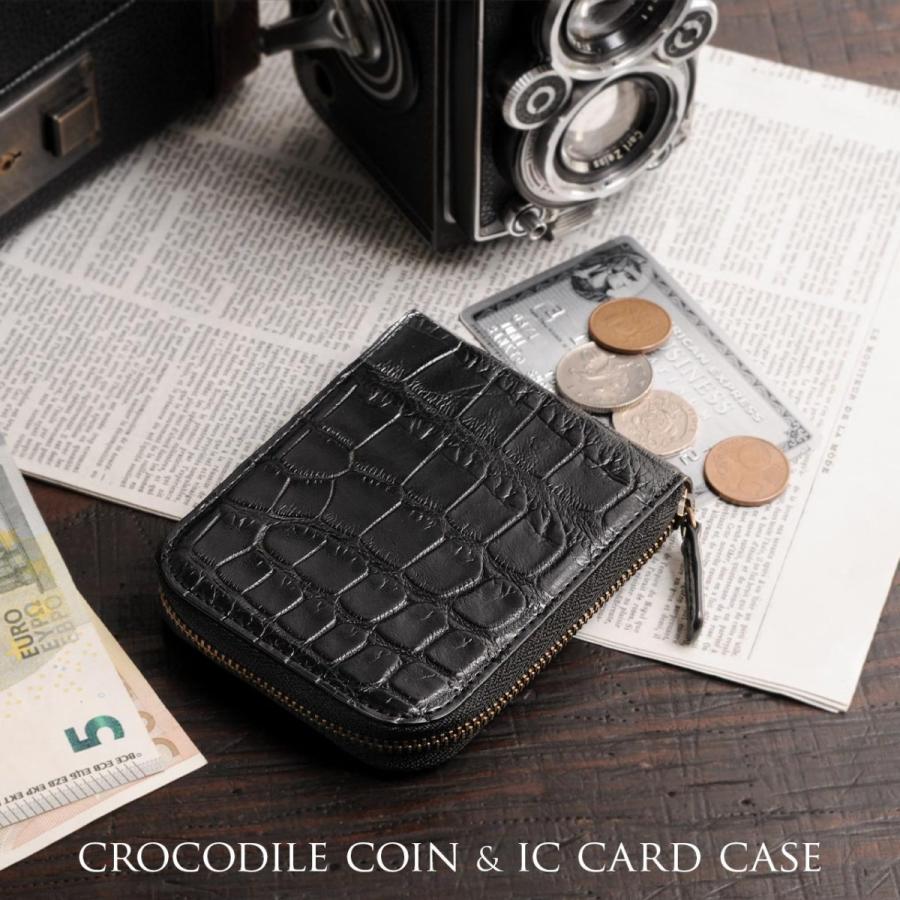 小銭入れ　新品未使用 クロコダイル 小銭入れ メンズ 本革 定期入れ ミニ財布 パスケース IC