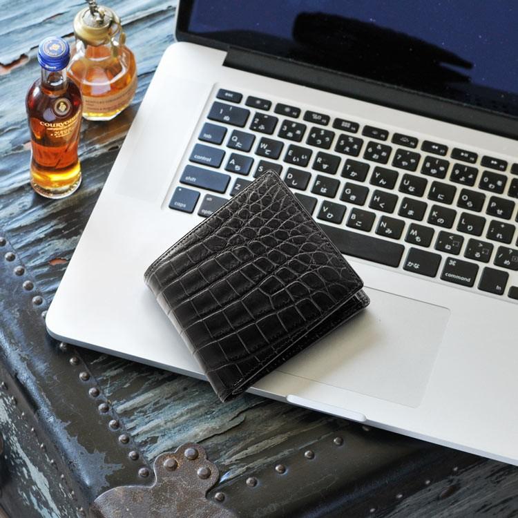 クロコダイル 無双 折り財布 日本製 メンズ 小銭入れ付き 一枚革