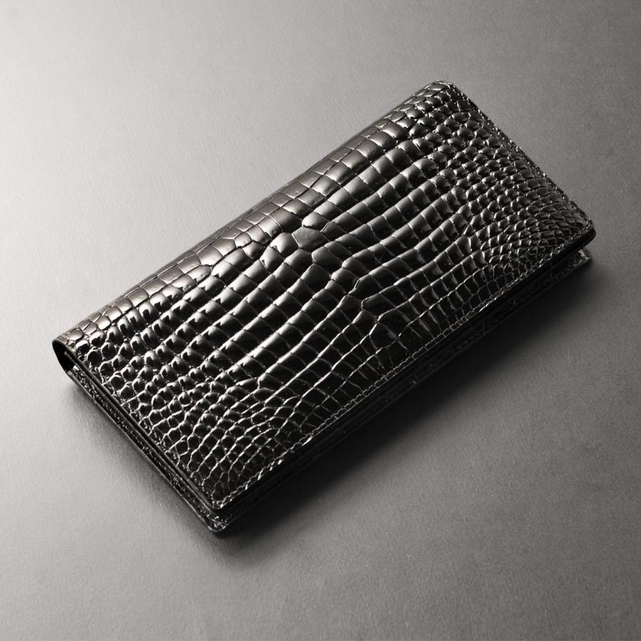 スモール クロコダイル メンズ 長財布 シャイニング加工 無双 一枚革 センター取り スモールクロコダイル 保証書 付き プレゼント ギフト(06001052-mens-1r) スモール クロコダイル メンズ 長財布 シャイニング加工 無双 一枚革