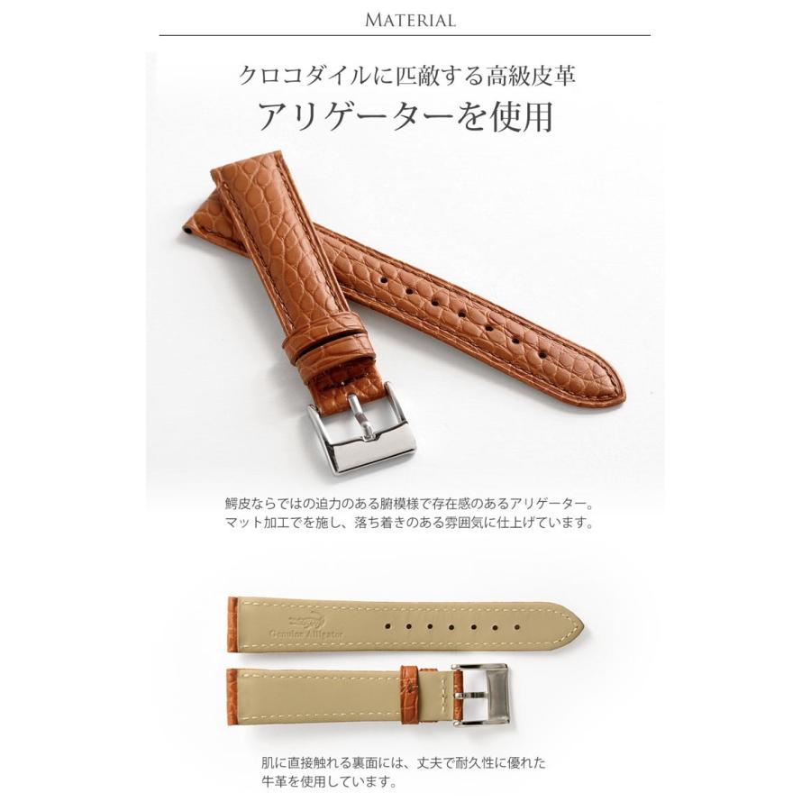 腕時計 付け替え用 ベルト 本革 メンズ アリゲーター 鰐皮 20mm 男