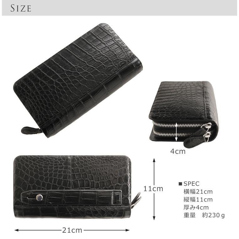 クロコダイル トラベル オーガナイザー 多機能 メンズ 長財布 ダブル