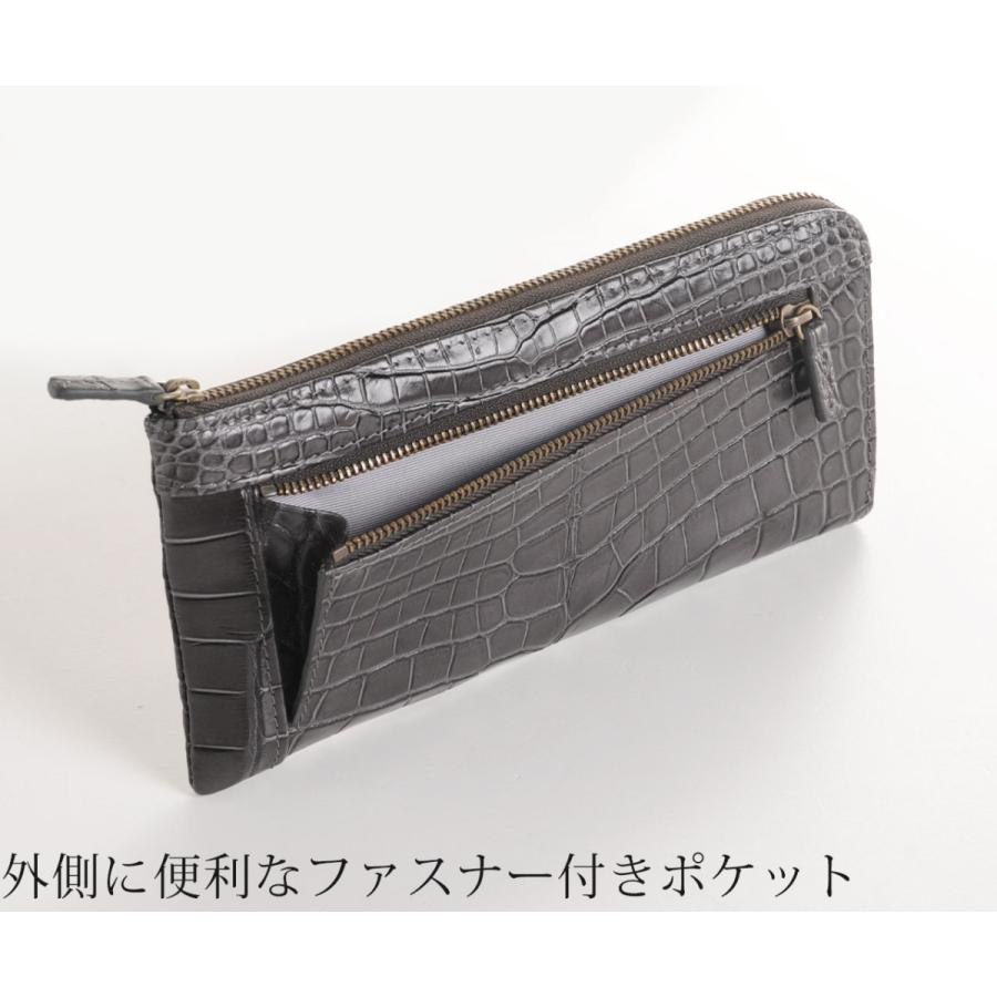 クロコダイル 長財布 薄い L字ファスナー メンズ 薄型 軽量 スリム ハイ シャイニング 加工 小銭入れ付き 本革 フランス 機能性 (06001298-mens-1r) クロコダイル 長財布 薄い L字ファスナー メンズ 薄型 軽量 スリム