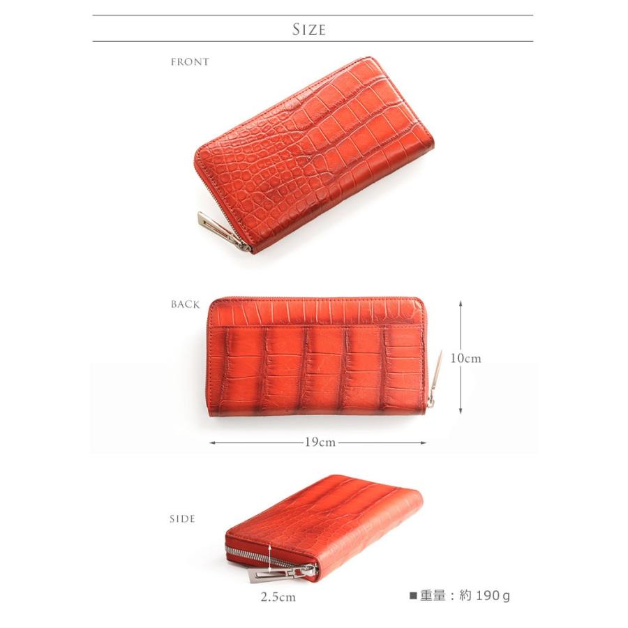 クロコダイル 長財布 メンズ マット 加工 シルバー金具 ラウンド