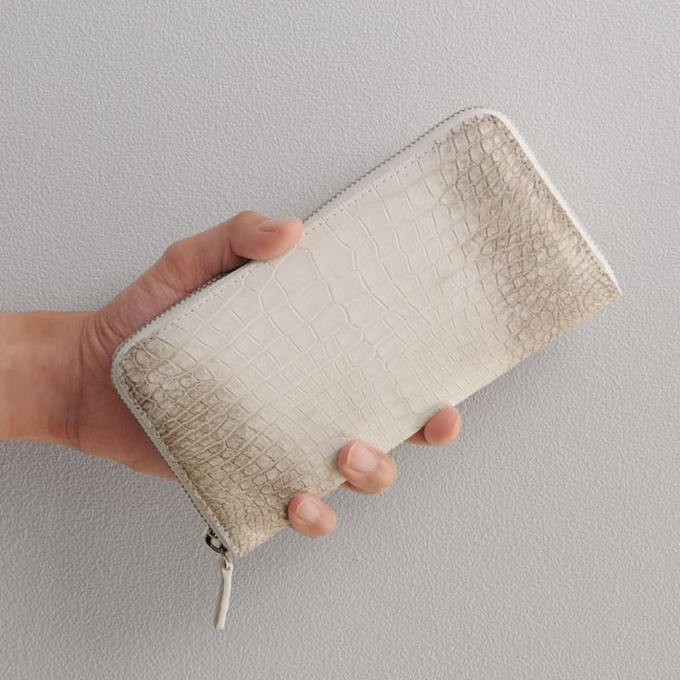 ヒマラヤ クロコダイル ラウンドファスナー 長財布 メンズ 背面