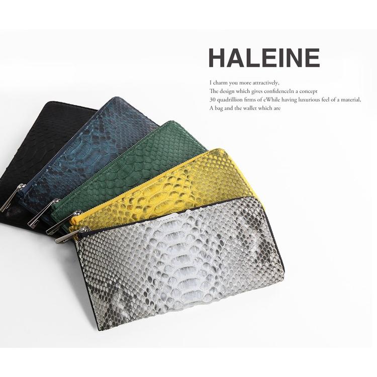 パイソン 財布 メンズ HALEINE アレンヌ ダイヤモンド パイソン L字ファスナー 長財布(06001426-mens-1r) ブランド パイソン柄 春財布 金運 父の日 黄色 HALEINE（アレンヌ） パイソン 財布 メンズ ダイヤモンド パイソン L字