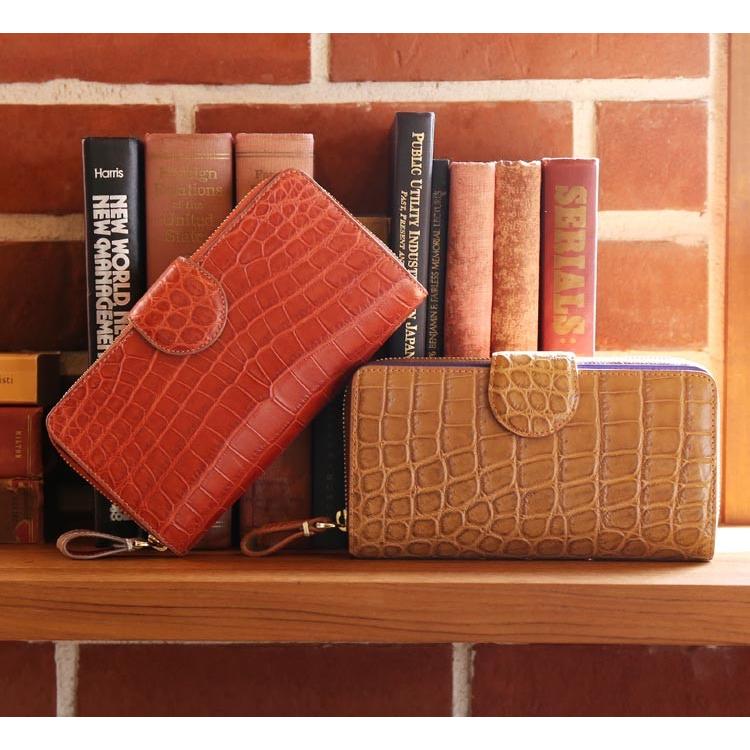 クロコダイル ラウンドファスナー 長財布 バイカラー マット加工