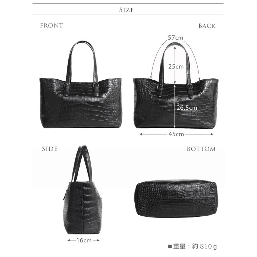 スモール クロコダイル トートバッグ メンズ 大容量 A4 対応 マット