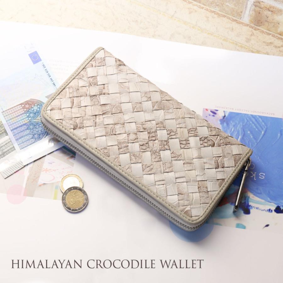 ヒマラヤ クロコダイル 長財布 メンズ メッシュ ラウンドファスナー