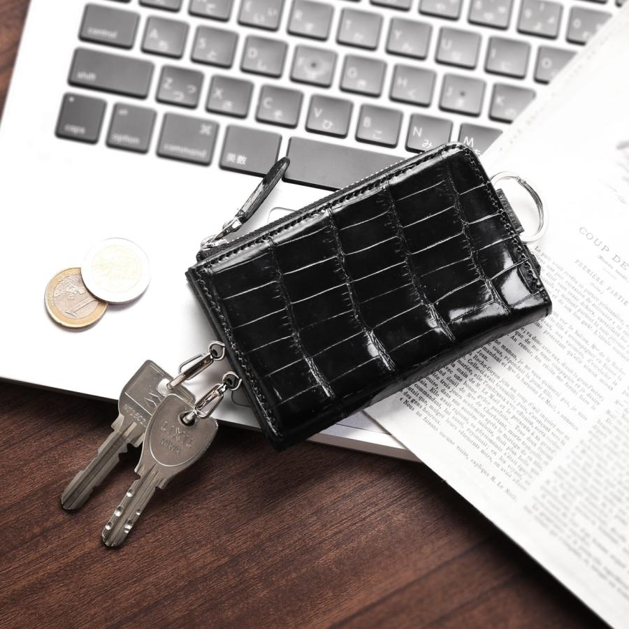 クロコダイル メンズ キーケース シャイニング 加工 小銭入れ 付き 全