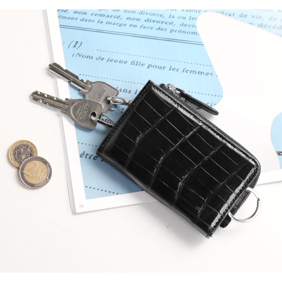 クロコダイル メンズ キーケース シャイニング 加工 小銭入れ 付き 全