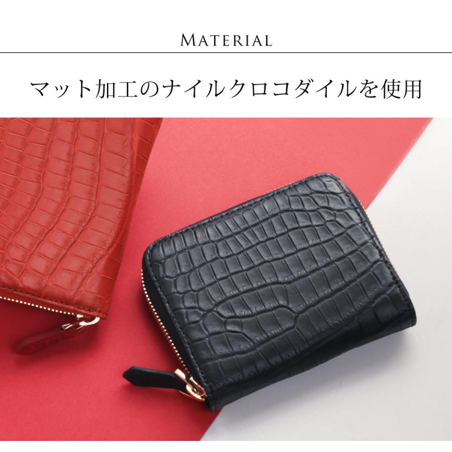 クロコダイル ミニ財布 メンズ ラウンドファスナー 小さい財布 本革