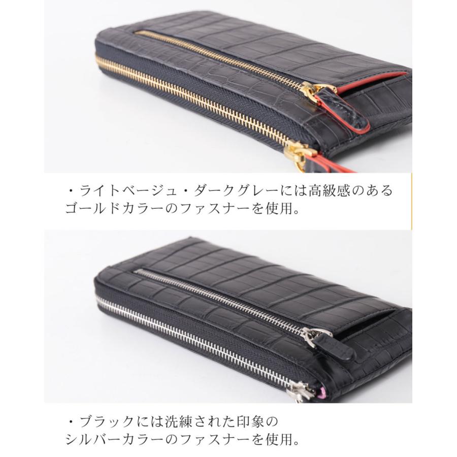 クロコダイル 長財布 メンズ マット L字ファスナー バイカラー 本革 