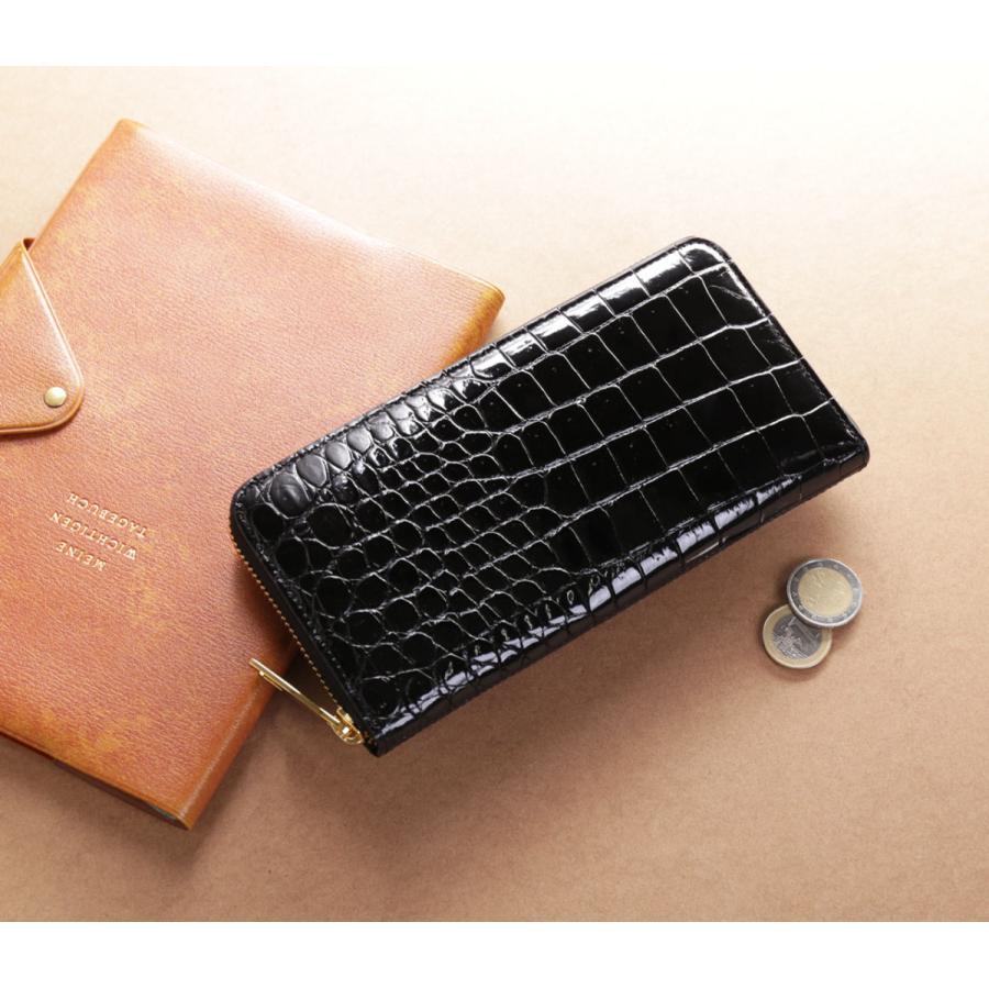 スモール クロコダイル メンズ 長財布 ラウンドファスナー