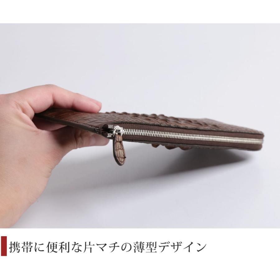 クロコダイル ホーンバック L字ファスナー 長財布 メンズ マット 全6色