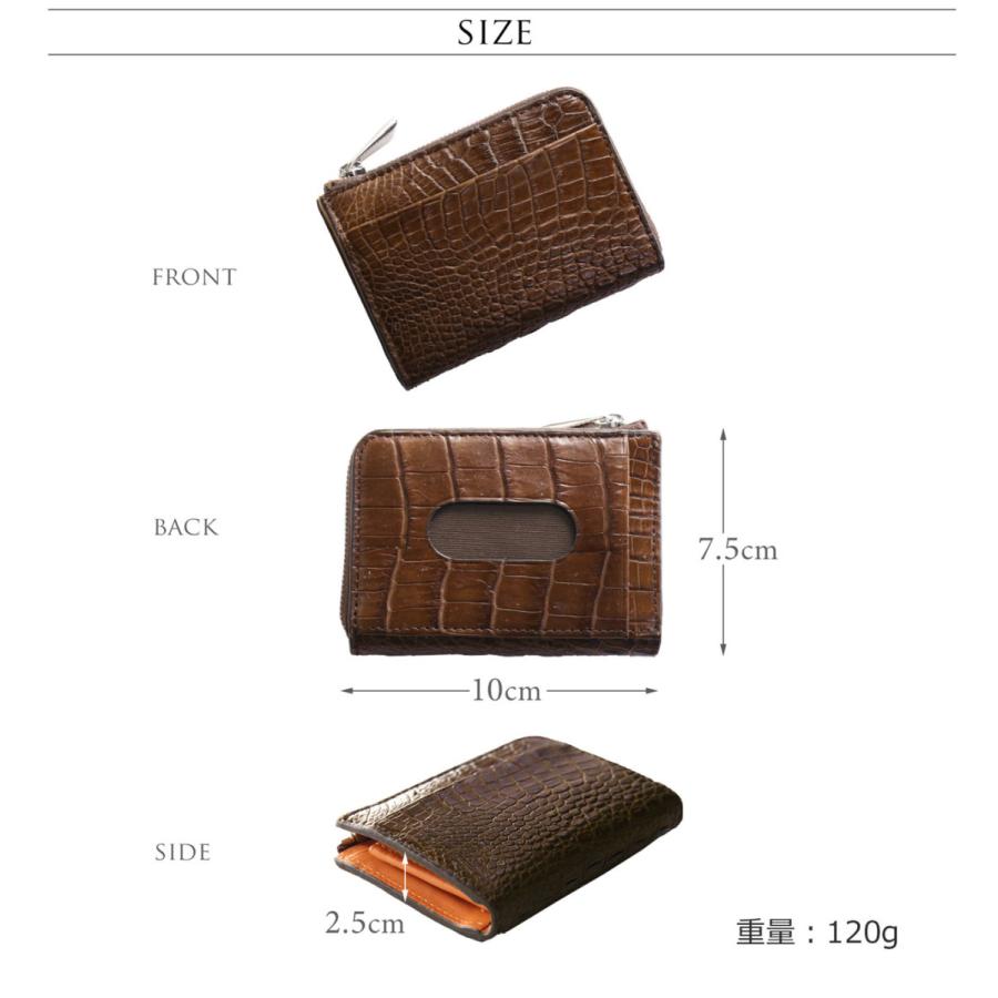 クロコダイル メンズ コンパクト 財布 IC カード入れ 付き マット 加工 L字ファスナー 本革 小さめ(06001592-mens-1r)【ネコポスで送料無料】 クロコダイル メンズ コンパクト 財布 IC カード入れ 付き マット 加工