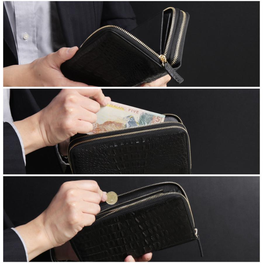 カイマン 尾 ラウンドファスナー 長財布 メンズ マット加工 財布