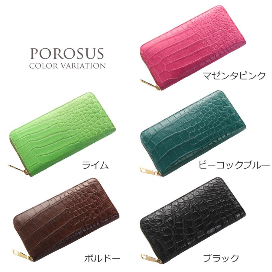 スモール クロコダイル 長財布 ラウンドファスナー 一枚革 マット 加工 