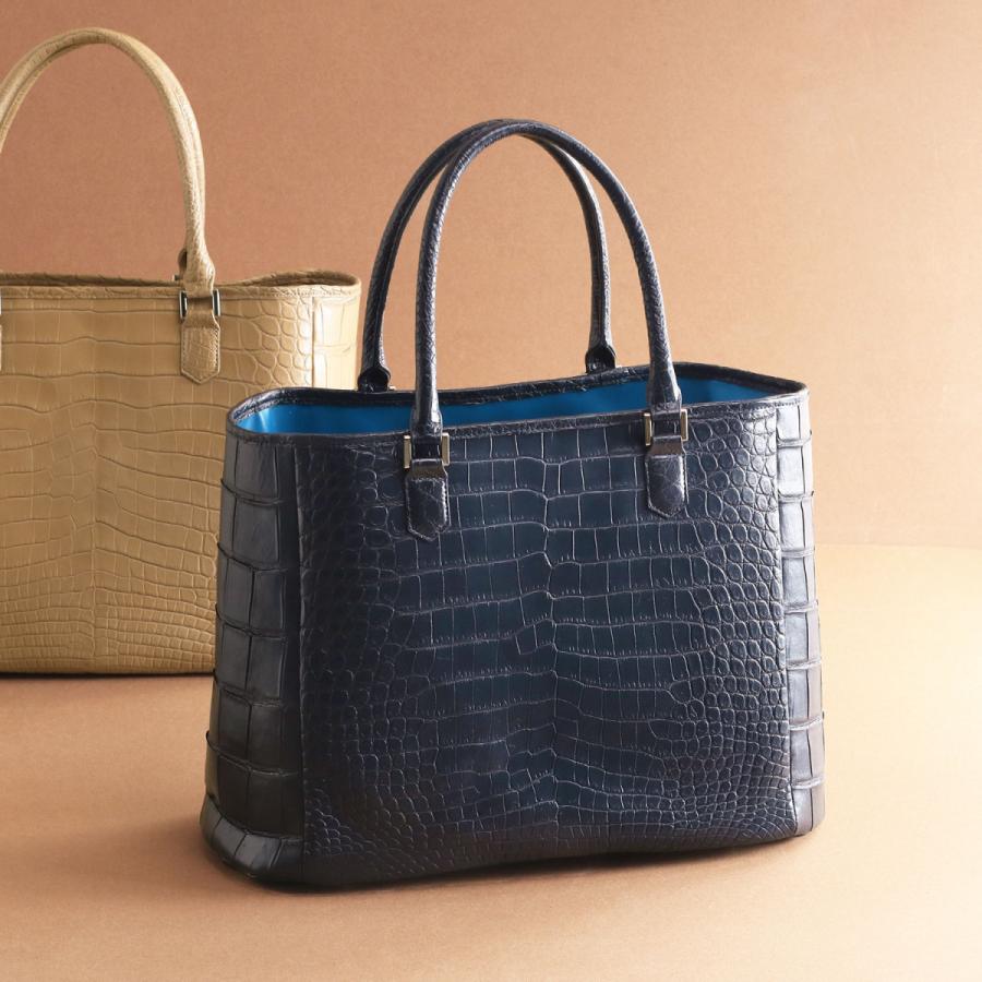 クロコダイル メンズ トートバッグ 両面 センター取り マット 加工