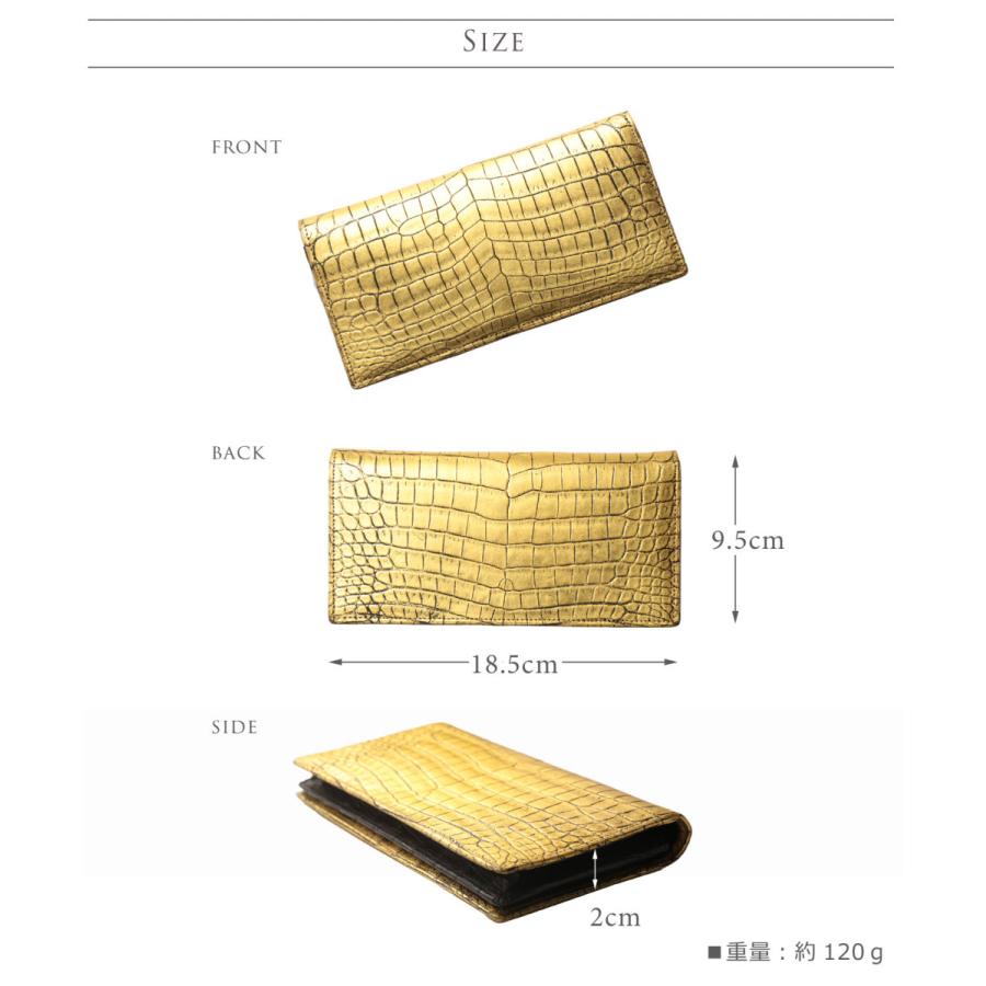 クロコダイル 長財布 メンズ 金箔 KAZARIHAKU 日本製 無双 金色 財布 金運 財布 束入れ 本革(06001667-mens-1r)の画像