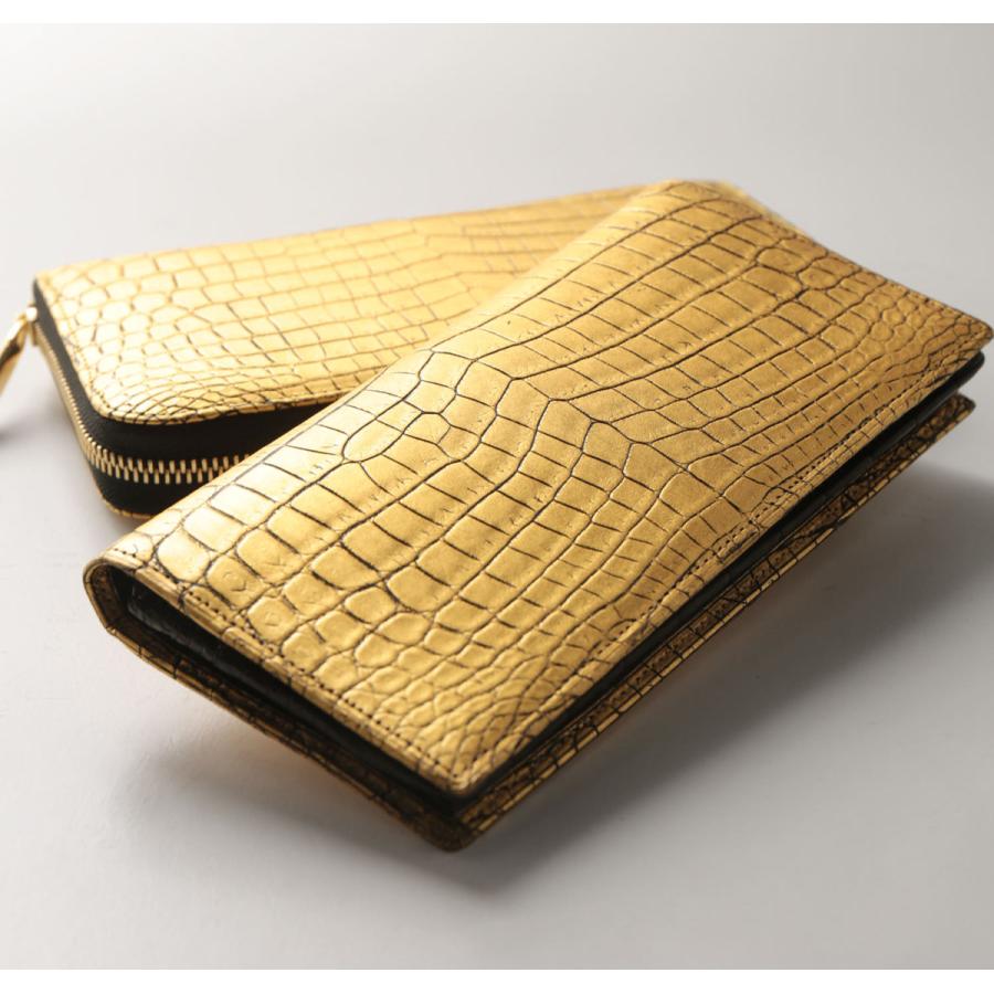 クロコダイル 長財布 メンズ 金箔 KAZARIHAKU 日本製 無双 金色 財布 金運 財布 束入れ 本革(06001667-mens-1r)の画像