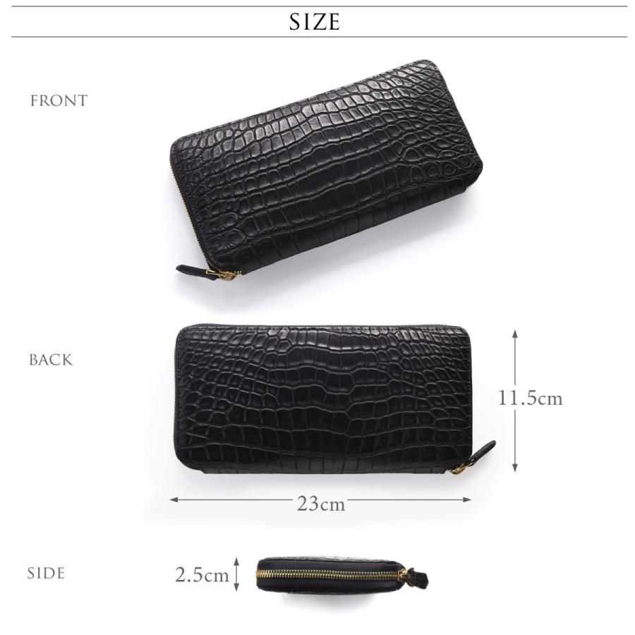 スモール クロコダイル メンズ 長財布 手帳型 マット 加工 ラウンド