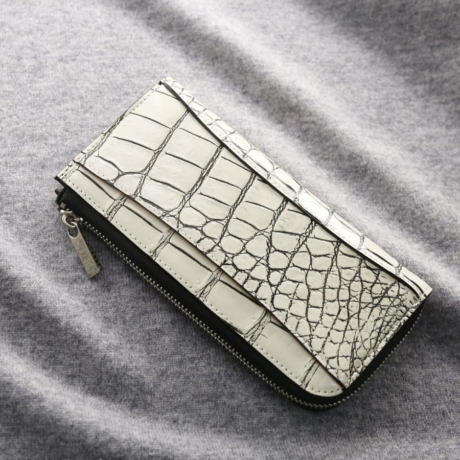クロコダイル財布 メンズ 長財布 L字ファスナー 日本製 鰐革 本革