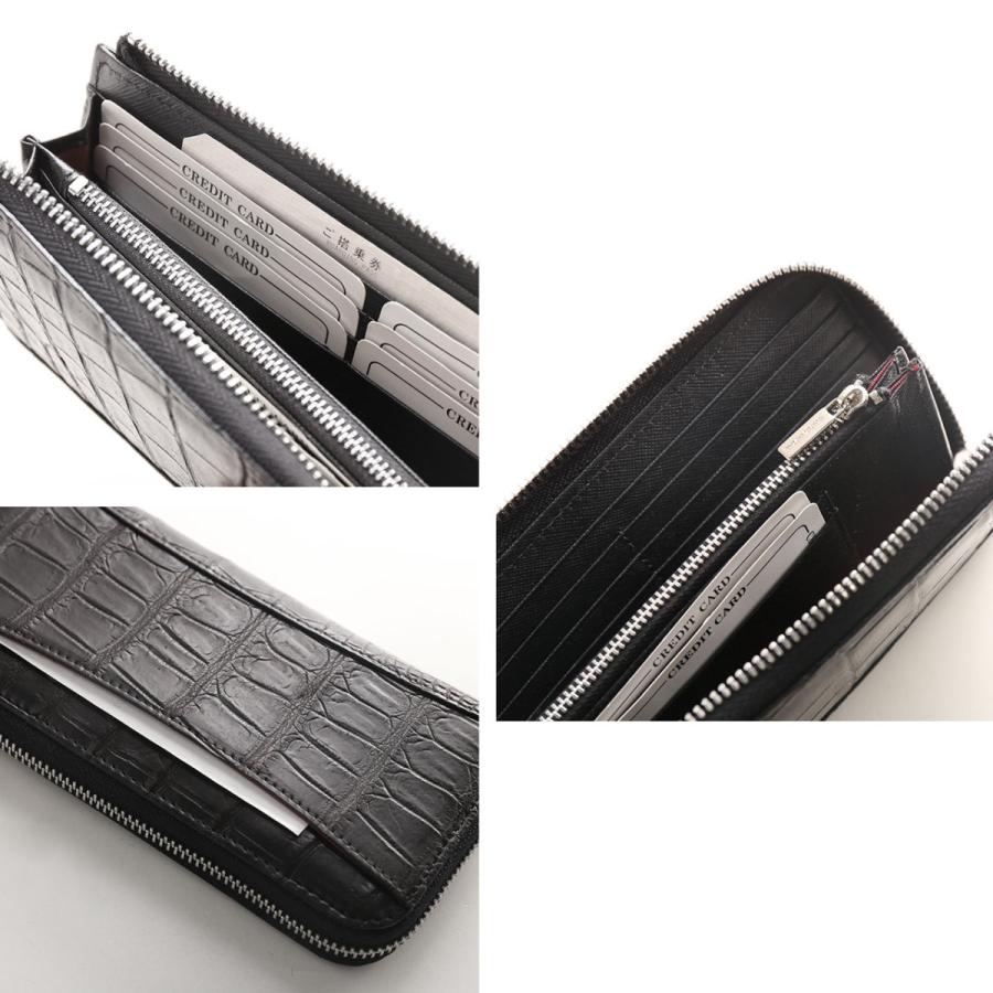 クロコダイル財布 メンズ 長財布 L字ファスナー 日本製 鰐革 本革