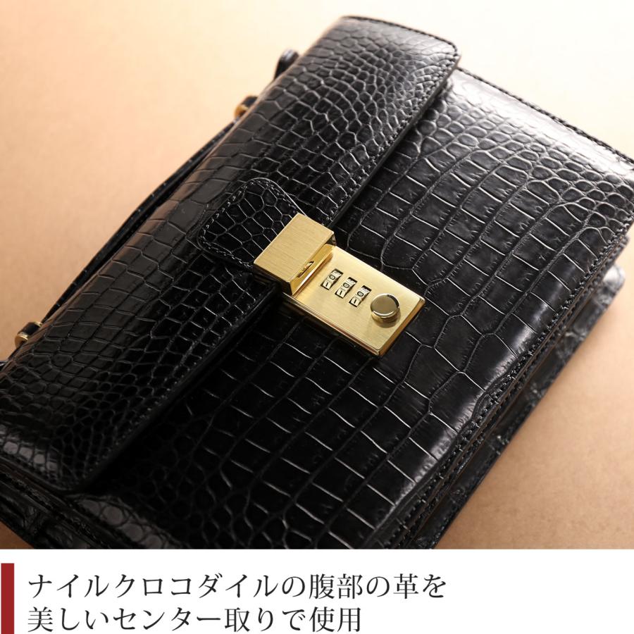 クロコダイル メンズ セカンドバッグ 日本製 マット 加工 ダイヤル