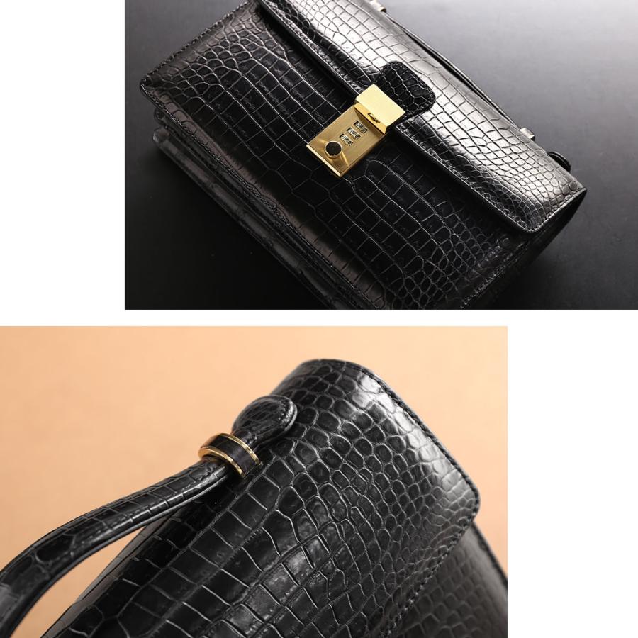 クロコダイル メンズ セカンドバッグ 日本製 マット 加工 ダイヤル
