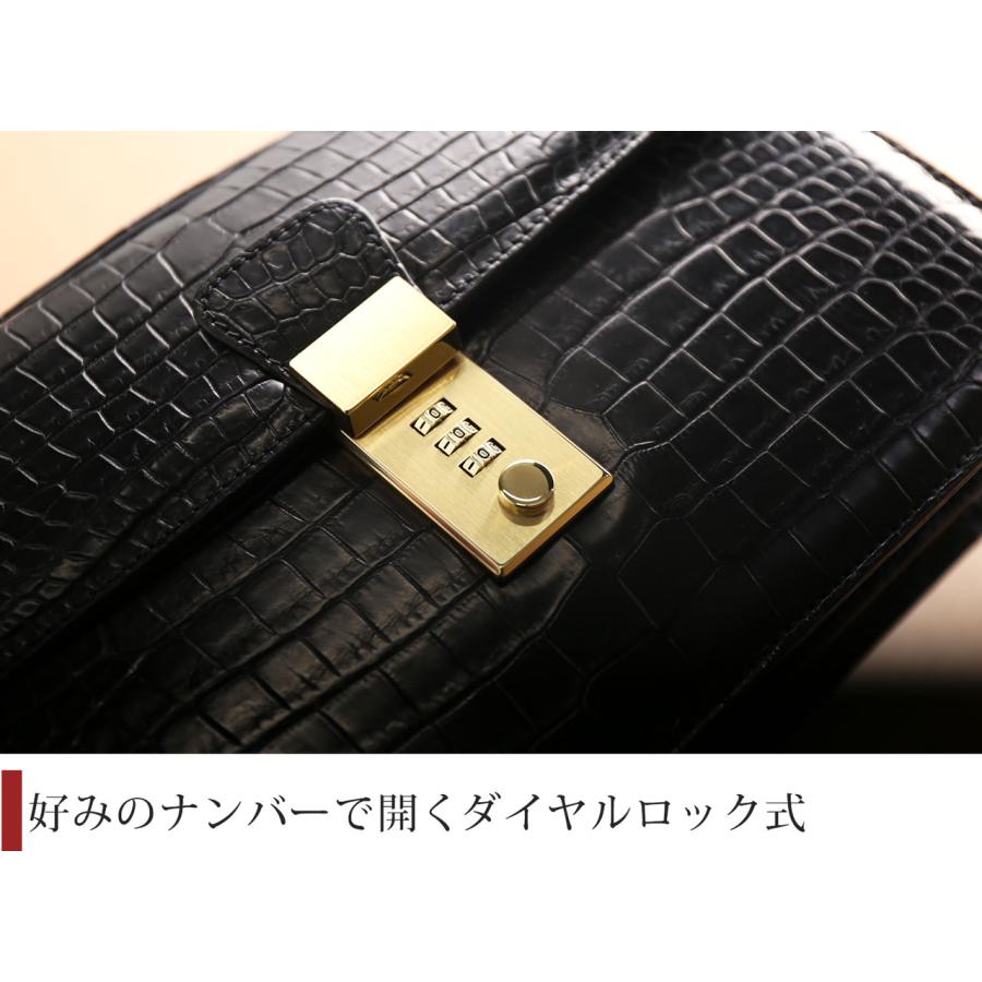 クロコダイル メンズ セカンドバッグ 日本製 マット 加工 ダイヤル
