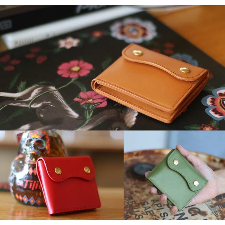 【倉吉店】 中古 二つ折り財布 Jamale | ジャマレ　レザー グリーン 【124】 倉吉店】 Jamale｜ジャマレ 牛革レザーコンパクトミニ財布 二つ折り