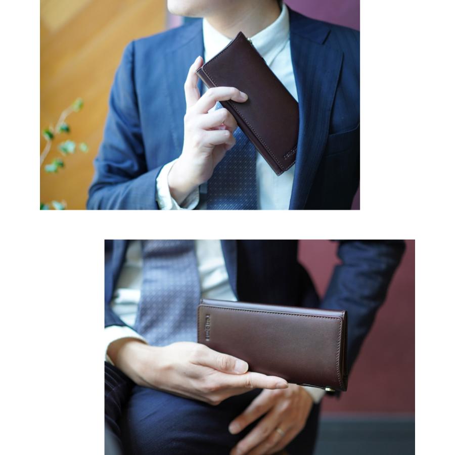 renoma 牛革 メンズ かぶせ 長財布 内側 ゴート 山羊革 本革