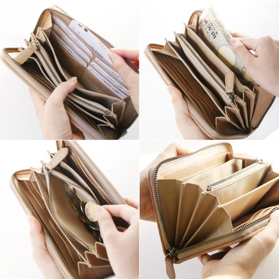 ヌメ革 イントレチャート 長財布 メンズ 本革 大容量 ラウンド