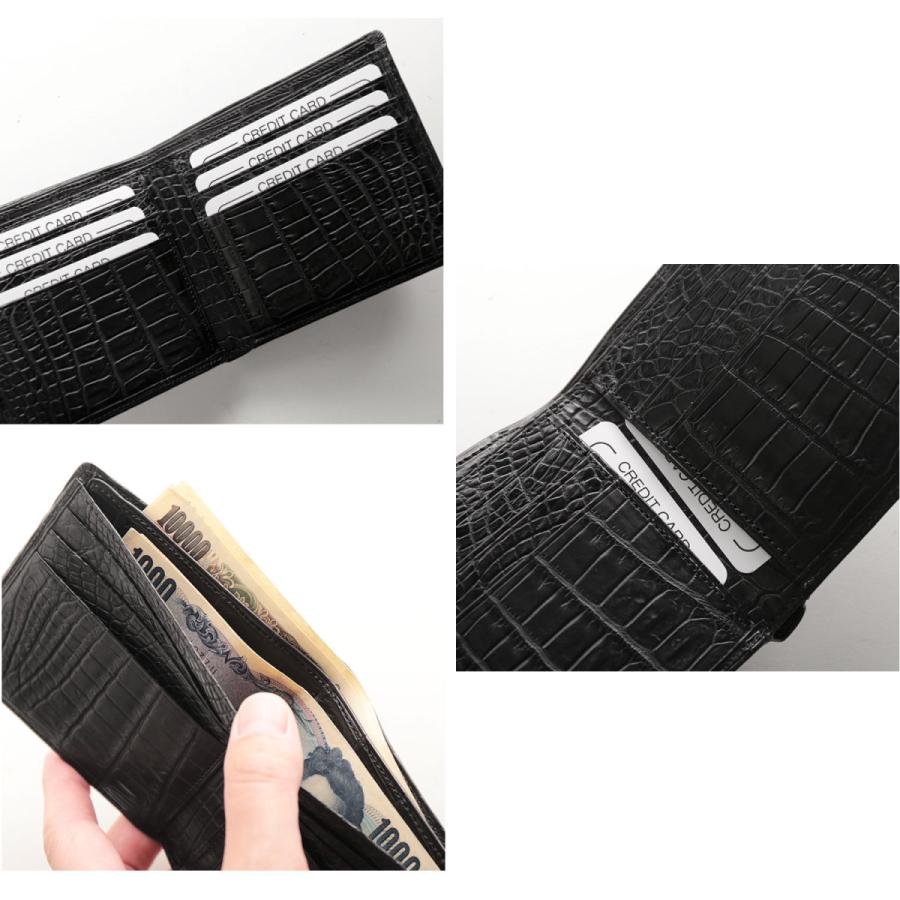 財布 メンズ 二つ折り クロコダイル 日本製 折り財布 薄い カード